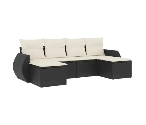 6-Daļīgs Dārza Dīvāna Komplekts, Matrači, Melna Pe Rotanpalma Vidaxl