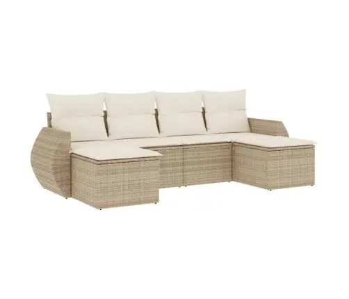 Sofos Komplektas Su Pagalvėlėmis, 6 Dalių, Smėlio, Poliratanas