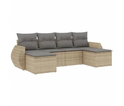 6-Daļīgs Dārza Dīvāna Komplekts, Matrači, Bēša Pe Rotangpalma Vidaxl