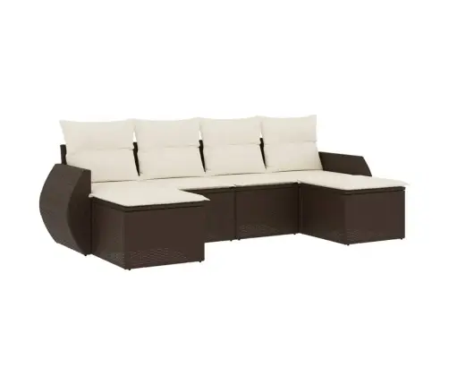 Sofos Komplektas Su Pagalvėlėmis, 6 Dalių, Rudas, Poliratanas