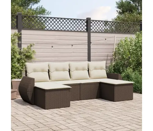 Sofos Komplektas Su Pagalvėlėmis, 6 Dalių, Rudas, Poliratanas