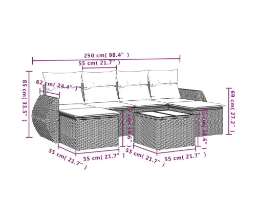 7-Daļīgs Dārza Dīvāna Komplekts, Matrači, Bēša Pe Rotangpalma Vidaxl