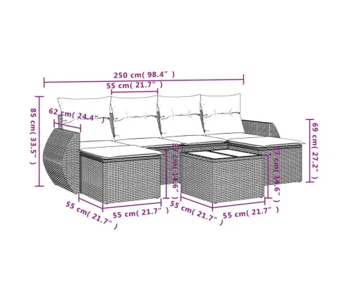 7-Osaline Aiadiivani Komplekt Patjadega, Hall, Polürotang