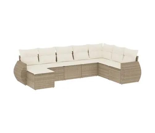 8-Daļīgs Dārza Dīvāna Komplekts, Matrači, Bēša Pe Rotangpalma Vidaxl