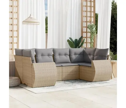 6-Daļīgs Dārza Dīvāna Komplekts, Matrači, Bēša Pe Rotangpalma Vidaxl