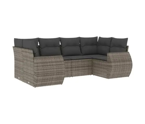 6-Daļīgs Dārza Dīvāna Komplekts Ar Matračiem, Pelēks Pe Pinums Vidaxl