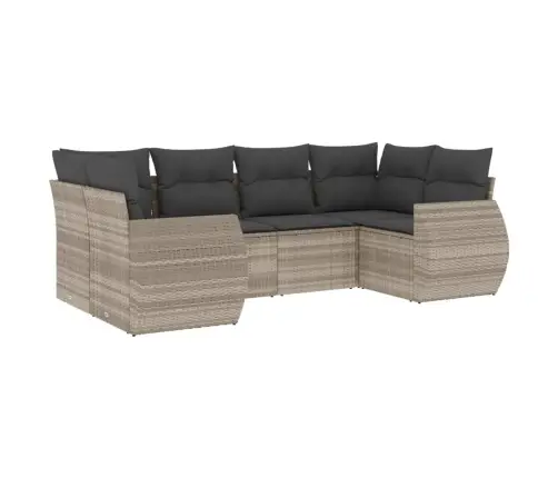 6-Daļīgs Dārza Dīvānu Komplekts,Matrači, Gaiši Pelēka Pe Pinums Vidaxl