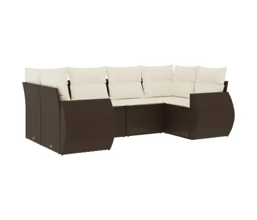 6-Osaline Aiamööblikomplekt Patjadega, Pruun, Polürotang