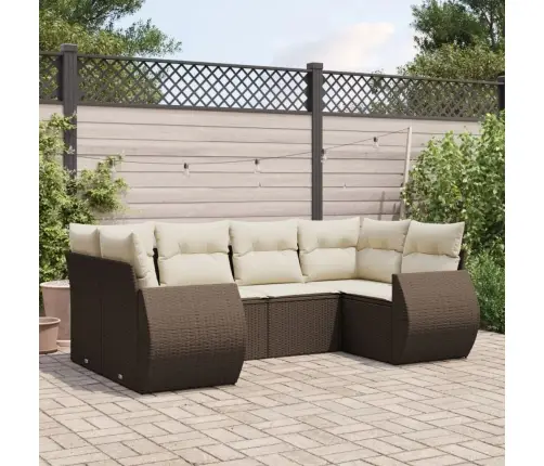 6-Osaline Aiamööblikomplekt Patjadega, Pruun, Polürotang