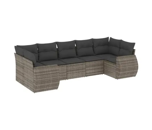 7-Daļīgs Dārza Dīvāna Komplekts, Matrači, Pelēka Pe Rotangpalma Vidaxl