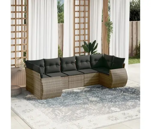 7-Daļīgs Dārza Dīvāna Komplekts, Matrači, Pelēka Pe Rotangpalma Vidaxl