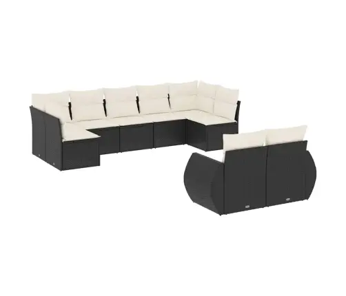 Sodo Komplektas Su Pagalvėlėmis, 9 Dalių, Juodas, Poliratanas