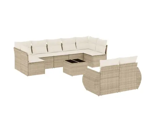 10-Daļīgs Dārza Dīvāna Komplekts, Matrači, Bēša Pe Rotangpalma Vidaxl 10-Daļīgs Dārza Dīvāna Komplekts, Matrači, Bēša Pe Rotangpalma Vidaxl