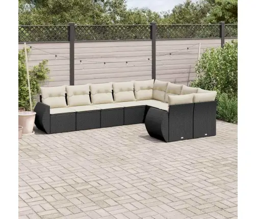 Sodo Komplektas Su Pagalvėlėmis, 9 Dalių, Juodas, Poliratanas