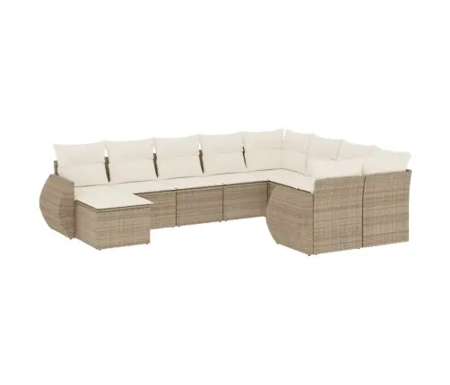 10-Daļīgs Dārza Dīvāna Komplekts, Matrači, Bēša Pe Rotangpalma Vidaxl