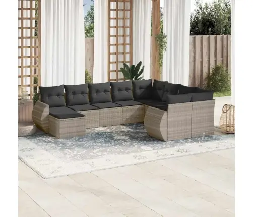 Sodo Komplektas Su Pagalvėlėmis, 10 Dalių, Pilkas, Poliratanas