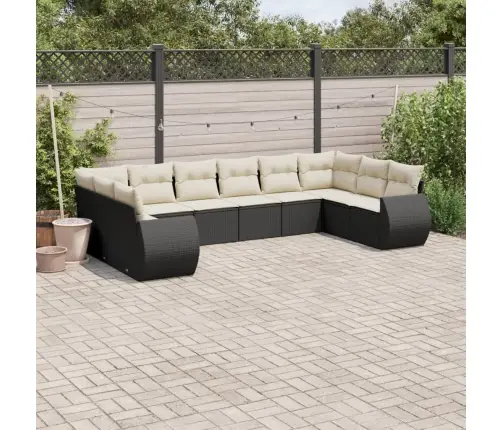 Sodo Komplektas Su Pagalvėlėmis, 10 Dalių, Juodas, Poliratanas