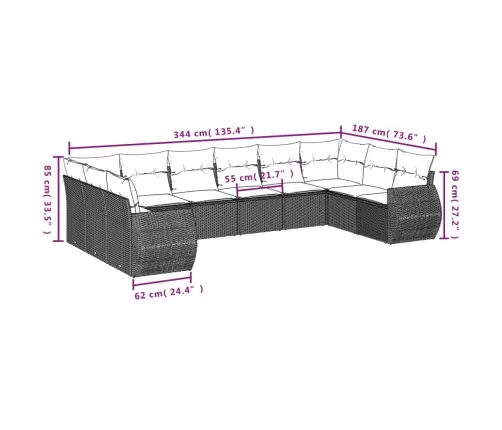 Sodo Komplektas Su Pagalvėlėmis, 11 Dalių, Juodas, Poliratanas