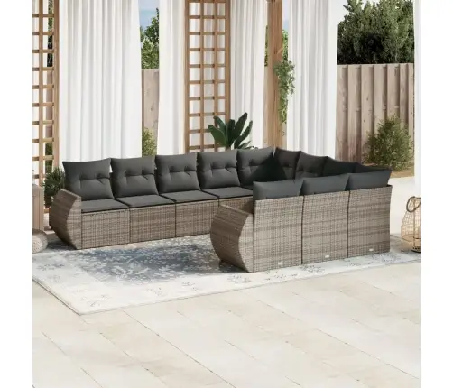 Sodo Komplektas Su Pagalvėlėmis, 10 Dalių, Pilkas, Poliratanas