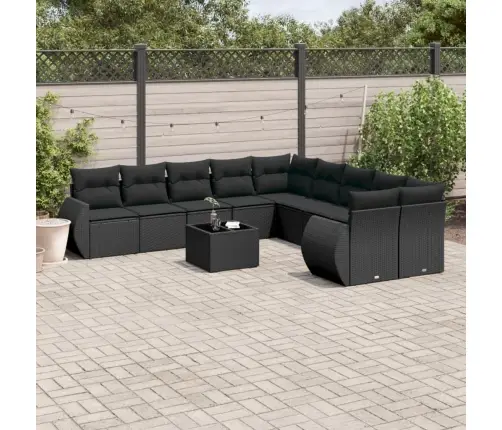 11-Daļīgs Dārza Dīvāna Komplekts, Matrači, Melna Pe Rotangpalma Vidaxl