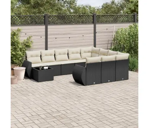 11-Daļīgs Dārza Dīvāna Komplekts, Matrači, Melna Pe Rotangpalma Vidaxl