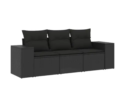 Sodo Komplektas Su Pagalvėlėmis, 3 Dalių, Juodas, Poliratanas