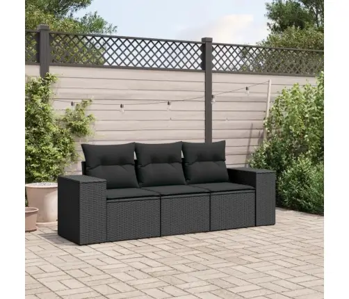 Sodo Komplektas Su Pagalvėlėmis, 3 Dalių, Juodas, Poliratanas