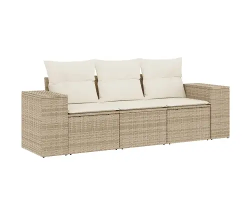 3-Daļīgs Dārza Dīvānu Komplekts, Matrači, Bēša Pe Rotangpalma Vidaxl