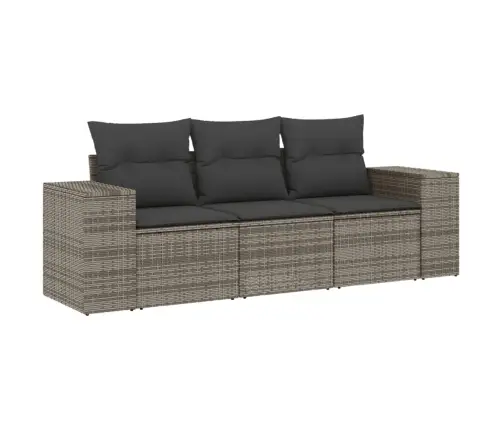 3-Daļīgs Dārza Dīvāna Komplekts Ar Matračiem, Pelēks Pe Pinums Vidaxl