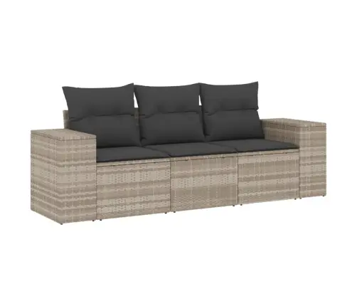 3-Daļīgs Dārza Dīvāna Komplekts Ar Matračiem, Pelēks Pe Pinums Vidaxl