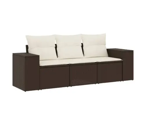 Sodo Komplektas Su Pagalvėlėmis, 3 Dalių, Rudas, Poliratanas