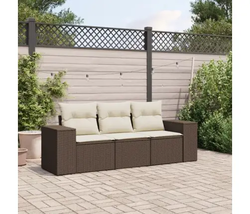 Sodo Komplektas Su Pagalvėlėmis, 3 Dalių, Rudas, Poliratanas