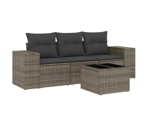 4-Osaline Aiamööbli Komplekt Patjadega, Hall, Polürotang