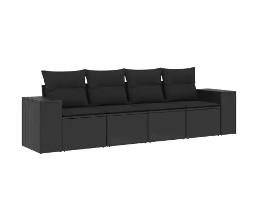 Sodo Komplektas Su Pagalvėlėmis, 4 Dalių, Juodas, Poliratanas