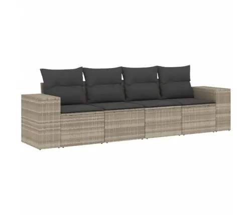 4-Osaline Aiamööblikomplekt Patjadega, Helehall, Polürotang