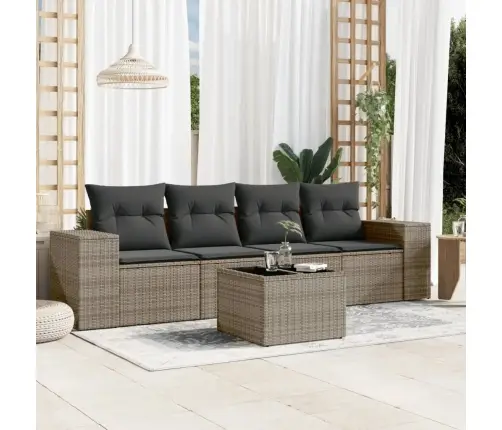 Sofos Komplektas Su Pagalvėlėmis, 5 Dalių, Pilkas, Poliratanas