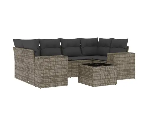 7-Daļīgs Dārza Dīvāna Komplekts, Matrači, Pelēka Pe Rotangpalma Vidaxl