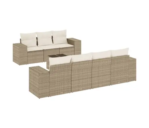 8-Daļīgs Dārza Dīvāna Komplekts, Matrači, Bēša Pe Rotangpalma Vidaxl