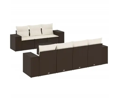 Sodo Komplektas Su Pagalvėlėmis, 8 Dalių, Rudas, Poliratanas