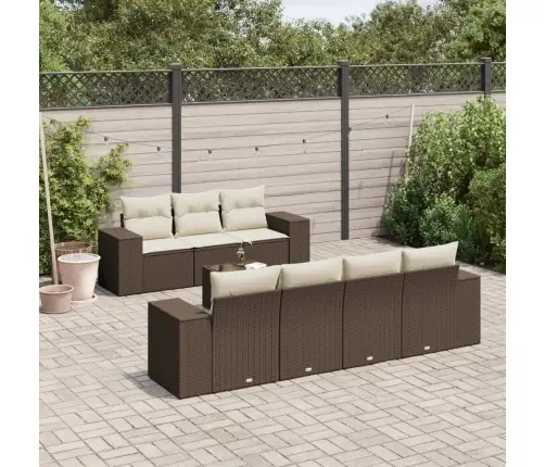 Sodo Komplektas Su Pagalvėlėmis, 8 Dalių, Rudas, Poliratanas