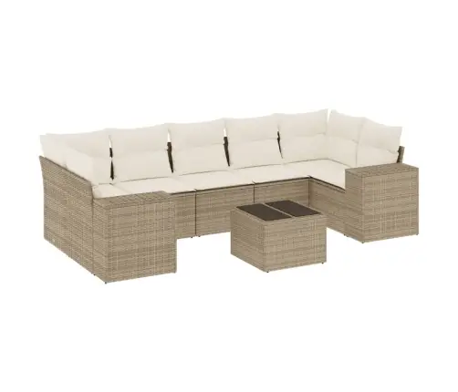 Sofos Komplektas Su Pagalvėlėmis, 8 Dalių, Smėlio, Poliratanas