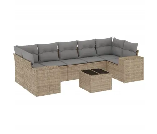 8-Osaline Aiadiivani Komplekt Patjadega, Beež, Polürotang