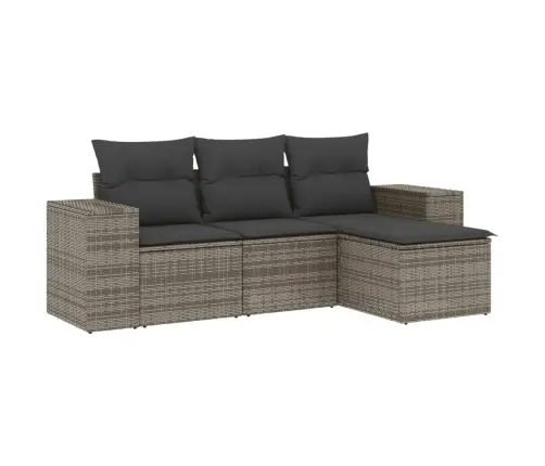 4-Daļīgs Dārza Dīvāna Komplekts Ar Matračiem, Pelēks Pe Pinums Vidaxl