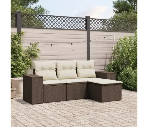 4-Daļīgs Dārza Dīvānu Komplekts, Matrači, Brūna Pe Rotangpalma Vidaxl