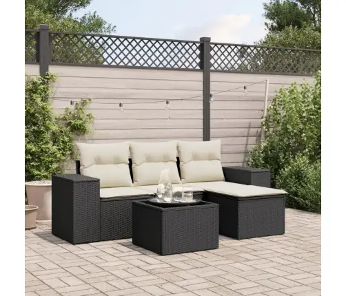 5-Daļīgs Dārza Dīvāna Komplekts Ar Matračiem, Pe Rotangpalma Vidaxl