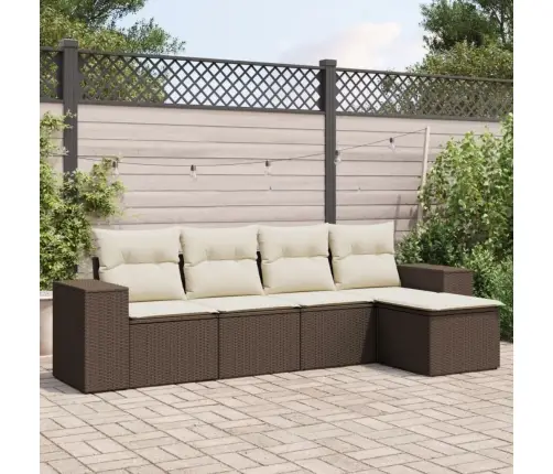 5-Osaline Aiamööblikomplekt Patjadega, Pruun, Polürotang