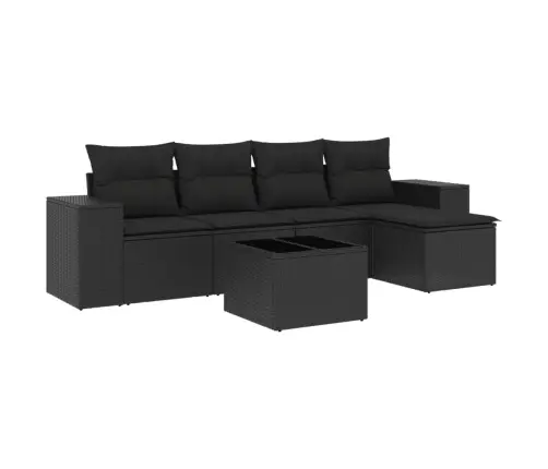 6-Daļīgs Dārza Dīvāna Komplekts, Matrači, Melna Pe Rotanpalma Vidaxl