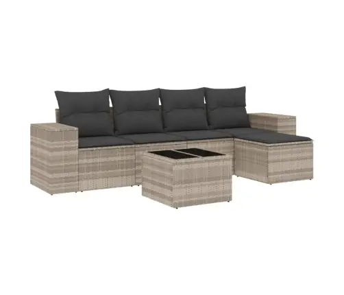 Sofos Komplektas Su Pagalvėlėmis, 6 Dalių, Pilkas, Poliratanas