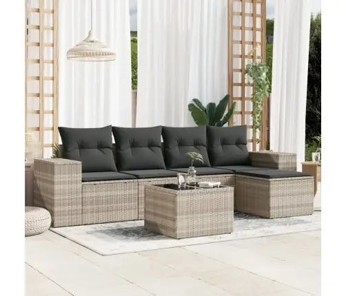 Sofos Komplektas Su Pagalvėlėmis, 6 Dalių, Pilkas, Poliratanas