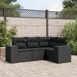 4-Daļīgs Dārza Dīvāna Komplekts Ar Matračiem, Pe Rotangpalma Vidaxl